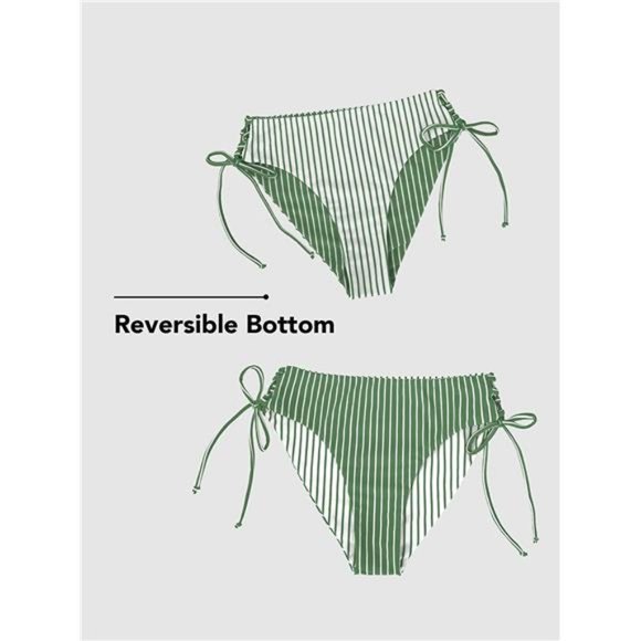 Women's 2 Piece Bikini Set Back Braided Straps with Reversible Bottom - Picture 3 of 6